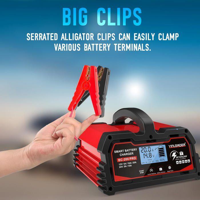 Battery Charger and Maintainer, 12V 20A / 24V 10A, LCD Display
