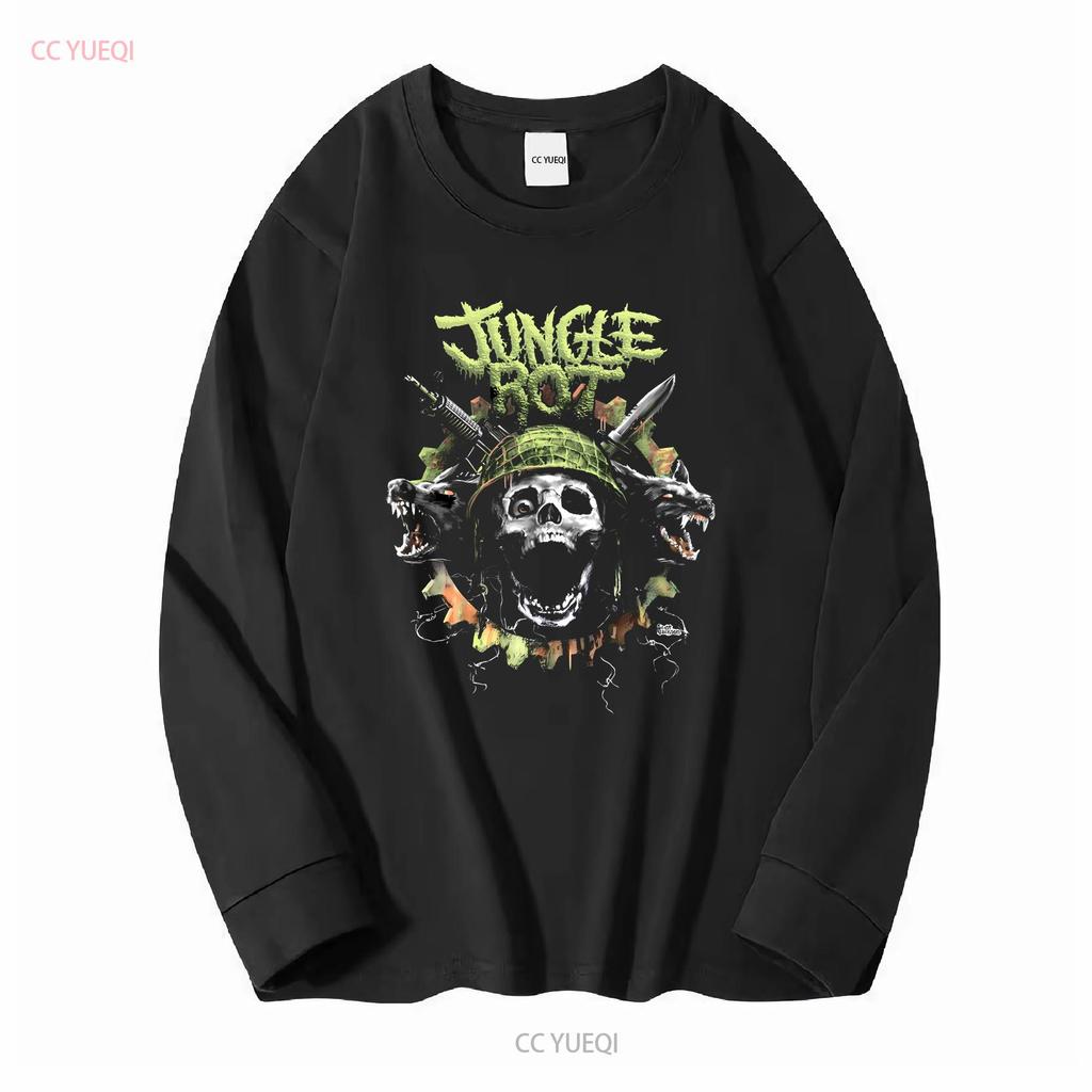 Jungle Rot Band Music Tour Black  Cotton T Shirt Vintage Washed Stretched Fashion Stylish Streetwear Casual Comfortable Unisex
