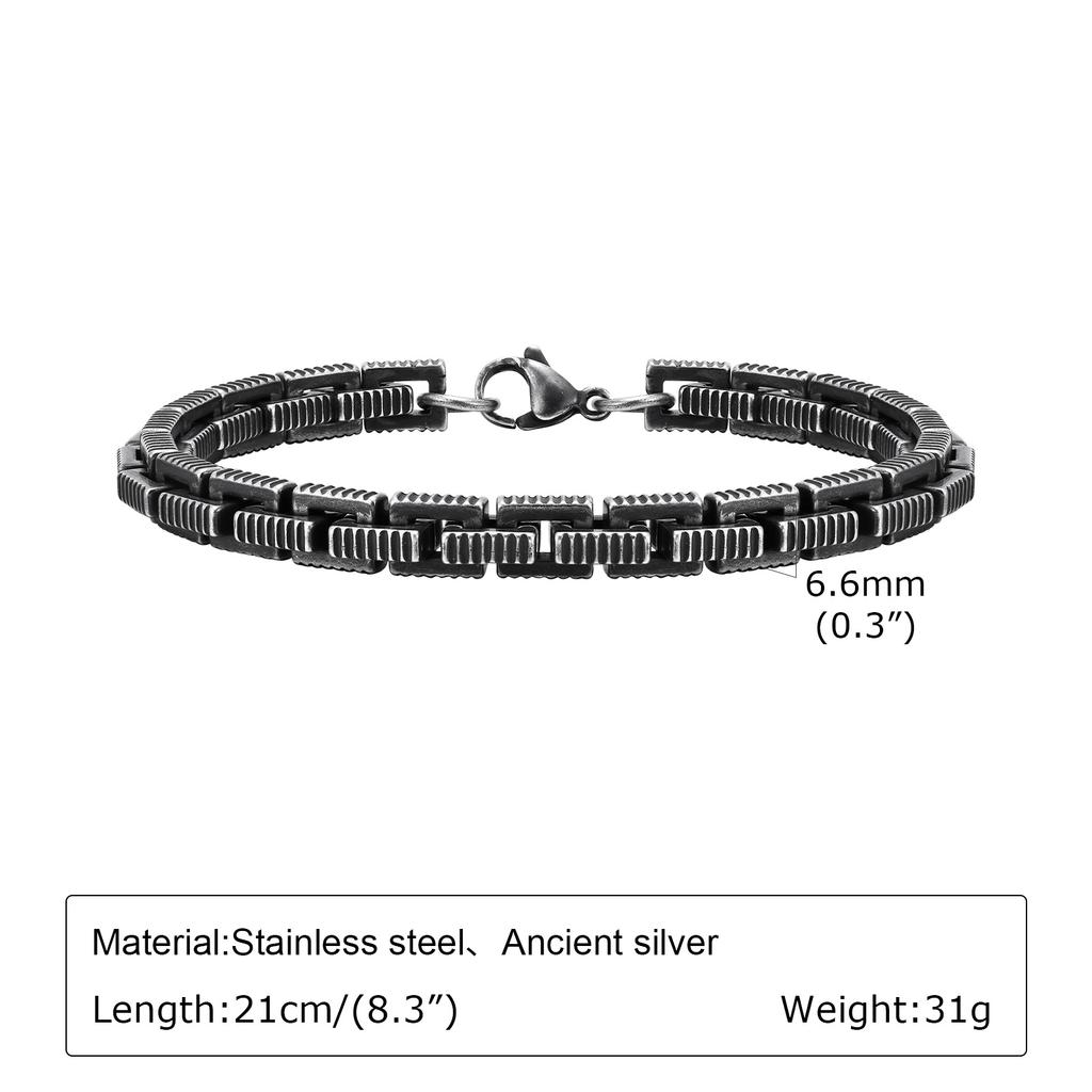 Retro Chain Bracelets for Men Boys,,Vintage Antique Stainless Steel Link Wristband,Classic Punk Zircon Gifts
