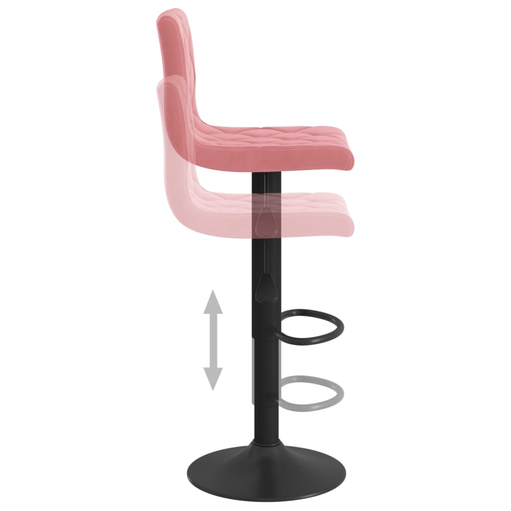 Bar Stool Set of 2 Pink Velvet