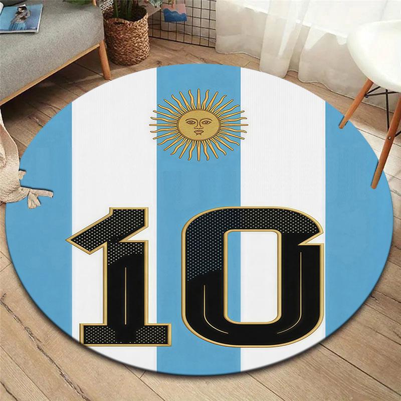 Lionel Messi Round Area Rug,Carpet Rug for Living Room Bedroom Sofa Playroom Decor,Non-slip Floor Mat
