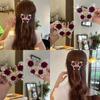 Red Rose Bun Hair Clip Headwear Female Head High-grade Feeling Half A Shark Clip Delicate Butterfly Hair Clip