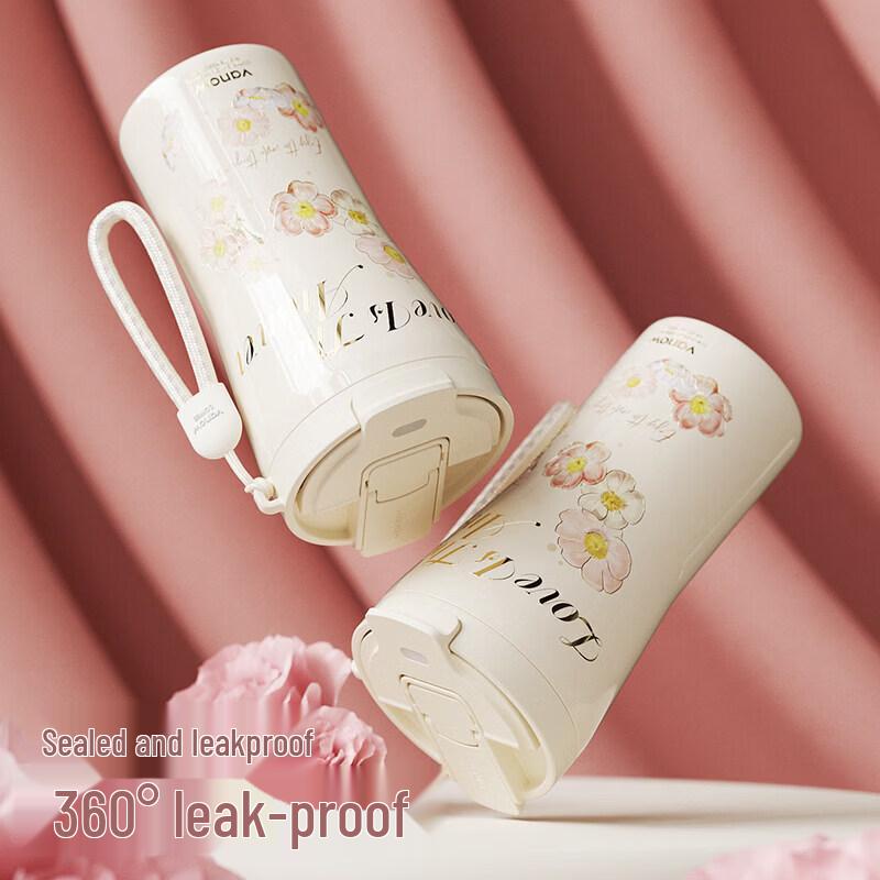 Vanow Begonia Flower 500ml Ceramic Insulated Travel Mug