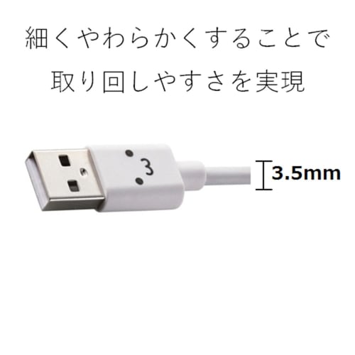 ELECOM Micro USB Cable, microUSB, Compatible with Quick Charging, Cute Faces with Various Expressions, Transfer/charging, 2A Output, 1.2m, White MPA-F