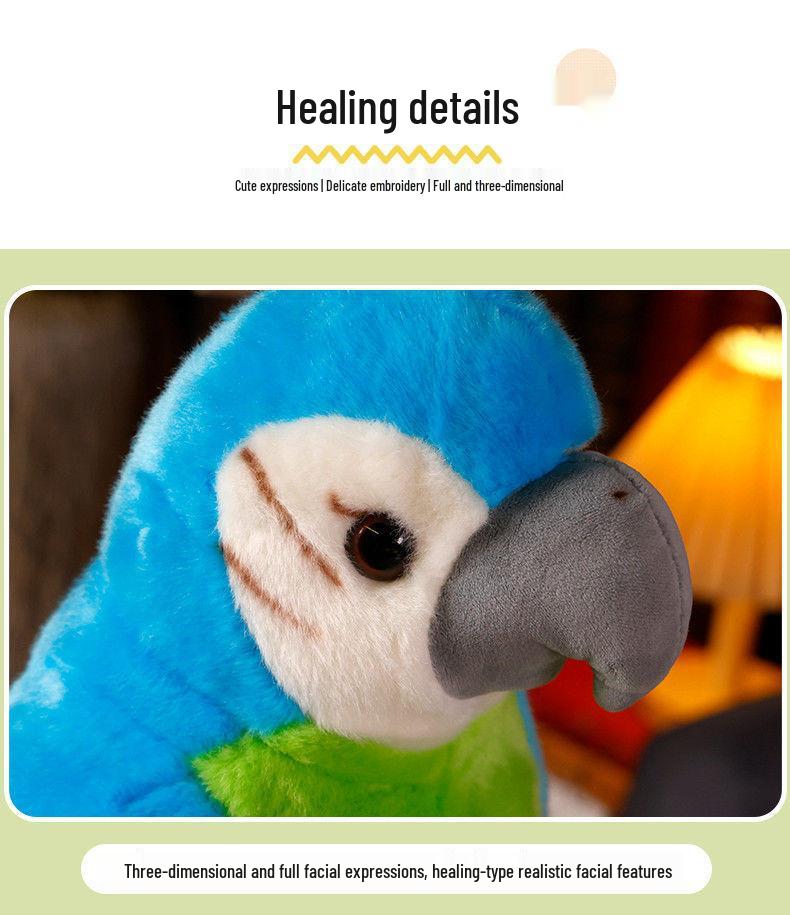 Colorful Realistic Parrot Plush Toy - Super Cute Pug Doll for Kids' Birthday Gift