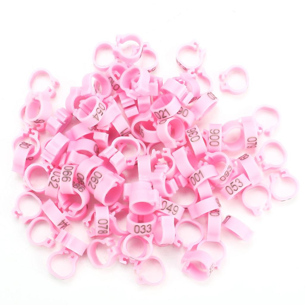 100PCS Bag 8MM 001 100 Numbered Plastic Letter Pigeon Bird Leg Bands Rings