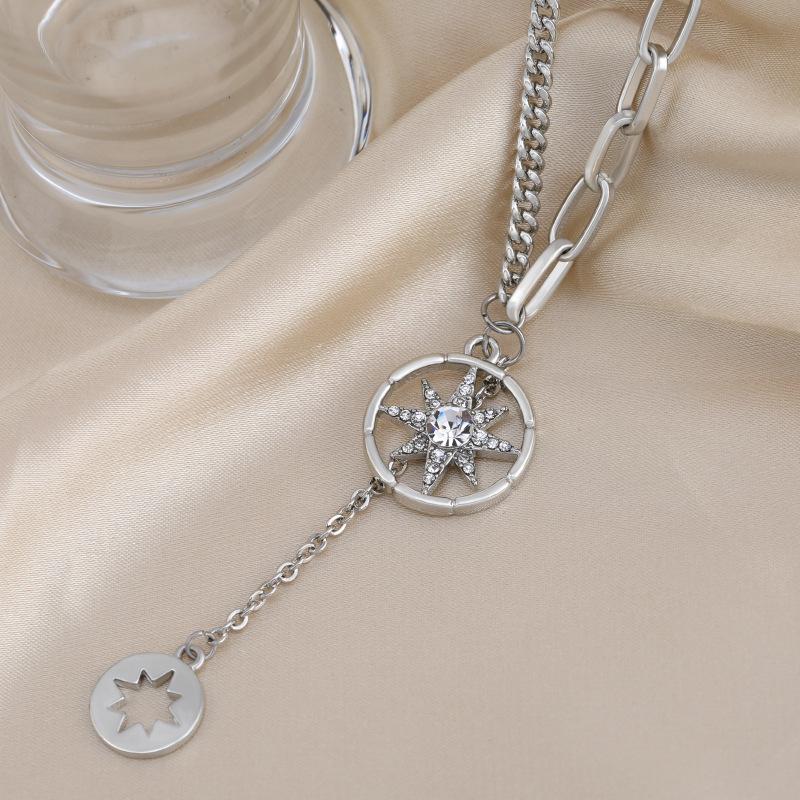 

Titanium Fashionforward Steel Star Pendant Necklace For Women With Elegant Tassel Design Star White Gold