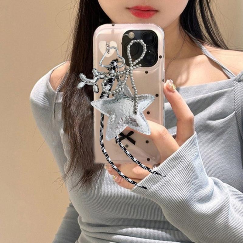 Crinkle Star Bag Charm Keychain Accessory With Sturdy Metal Hook for Purse Backpack Decoration