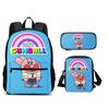 The Amazing World of Gumball Backpack Pen Bag Shoulder Bag 3Pcs Set Large Capacity Cartoon Anime Printed Student Boys and Girls