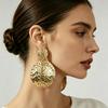 Black Texture Size Disc Earrings, European and American Exaggerated Hammer Pattern Round Earrings.