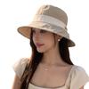 Outdoor Leisure Sun Hat Fisherman Hat Simple Color Block Tether Sun Protection Hat Girl Traveling To Show Her Face Small Hat Early Spring