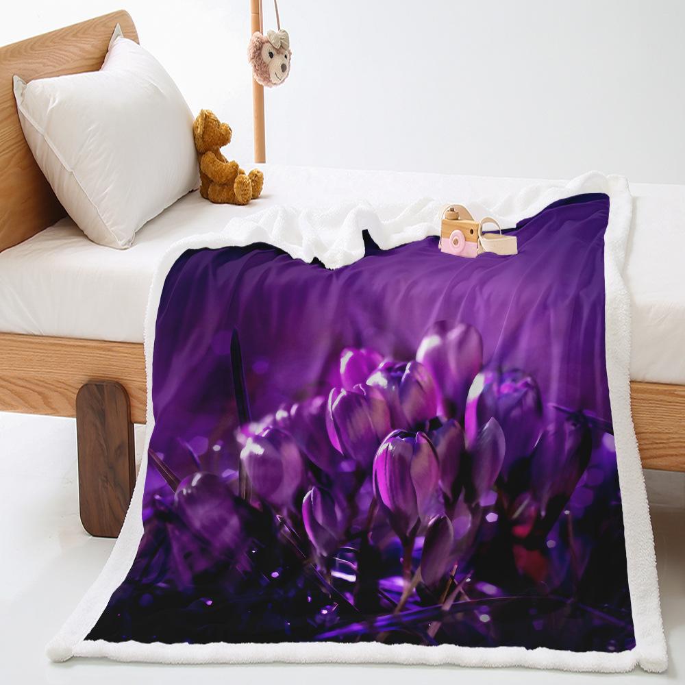 Lily 2D Digital Printing Thickened Lamb Wool Crystal Fleece Blanket One Piece