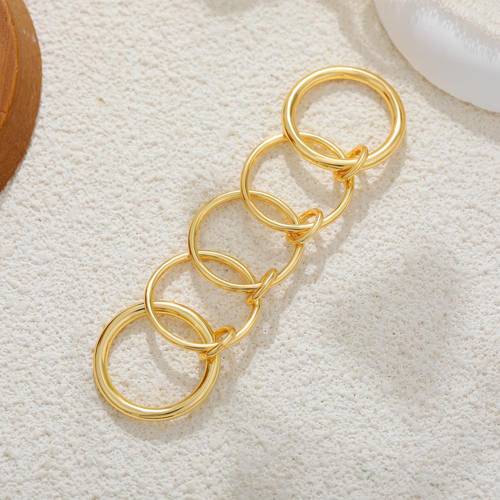 Gold Color Stainless Steel Multilayer Connecting Ring for Women 18K Gold Plated Stackable Jewelry Statement Trendy Party Gifts