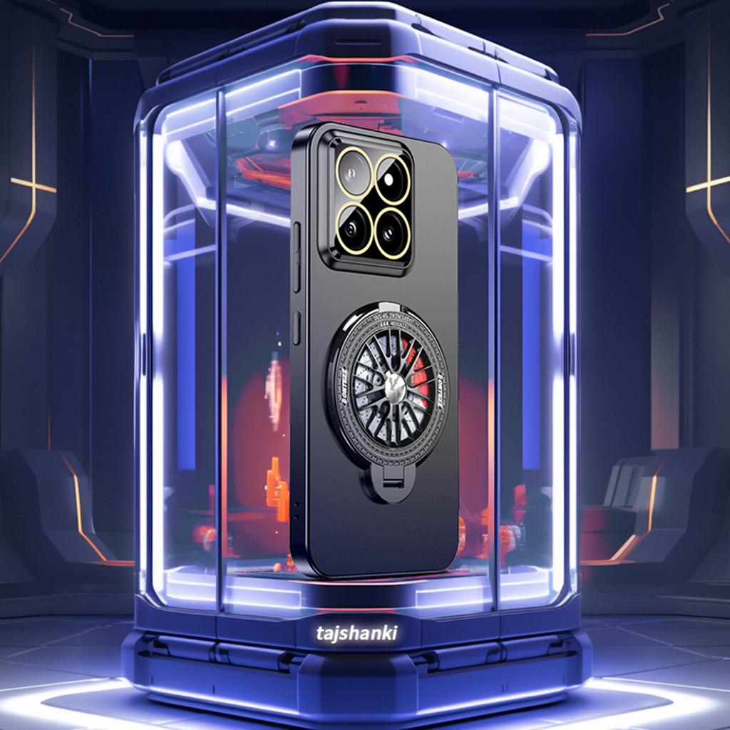 VOERO For Xiaomi 14 Pro PC Case Rotating Gyro Kickstand Phone Case with Lens Film