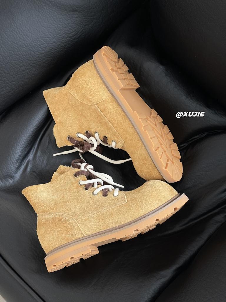 Leather thick-soled Martin boots women's autumn new retro casual short boots rhubarb boots