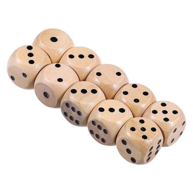 

10Pcs/Set Wooden Dice Set Polyhedral Game Dice 6-sided Point Dice for Table Game Board Game Acessorios 16mm 16mm
