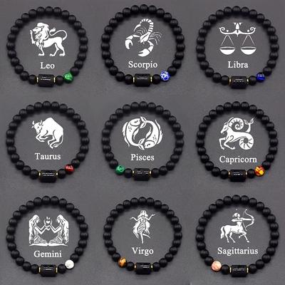 1pcs 12 Zodiac Signs Men Women Bracelets Elastic Bracelet Made of Natural Stones Representing Valentine'S Day Birthday Gift