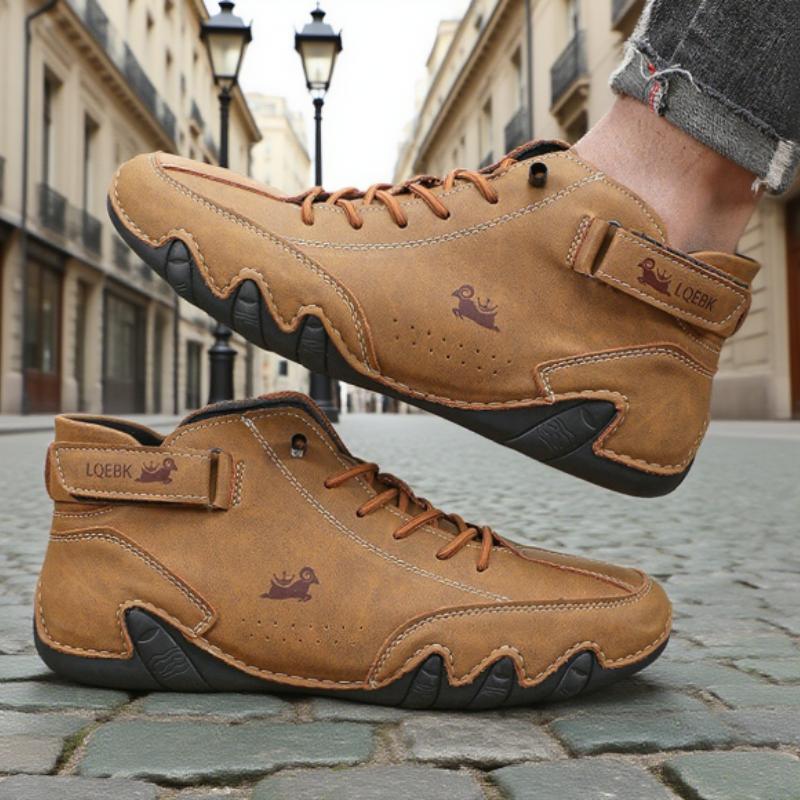 Spring  Autumn Men's Low Cut Bare Boots Fashionable Retro Classic Anti Slip Casual Loafers Soft Comfort  Driving Walking Shoes