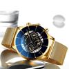 Business Leisure Watch, Transparent Hollow Non-Mechanical Men'S And Women'S Alloy Mesh Belt Calendar Watch
