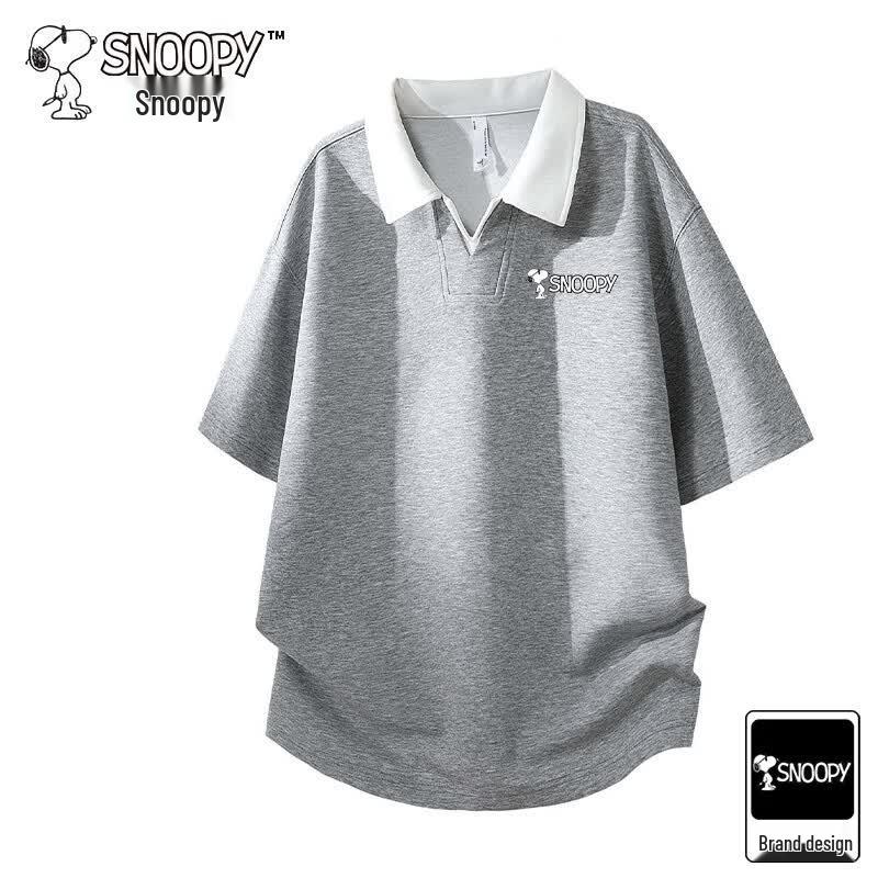 SNOOPY Men s Summer Thin Casual Polo T-Shirt 2XL хизер серый