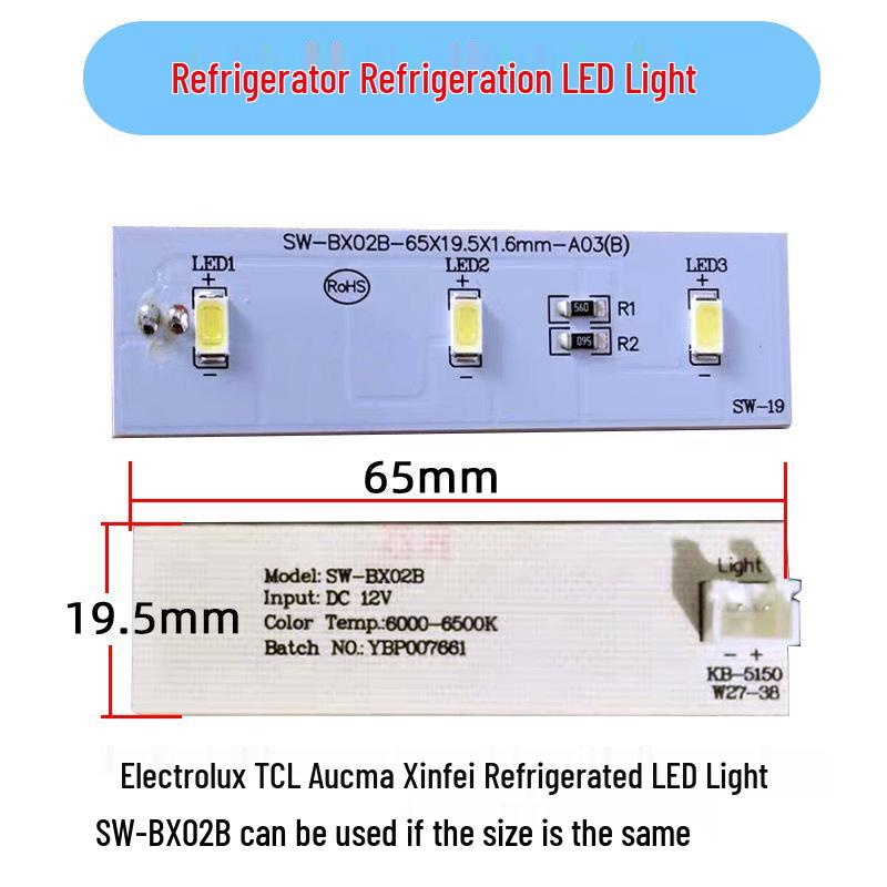 Striscia LED per Frigorifero Electrolux SW-BX02B, Adatta per ZBE2350HCA, Aoma Light, Xinfei Refrigeration.