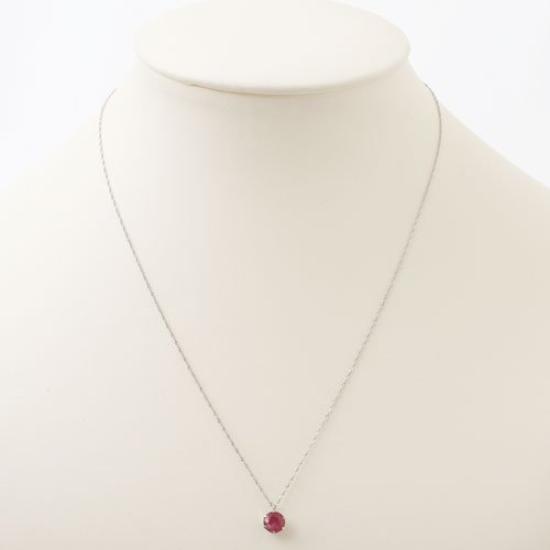 Walk Platinum Necklace with Natural Ruby 1 Carat Authenticity Card Pt850 Screw Chain [Jewelry Shinsaibashi] Pendant, Included,