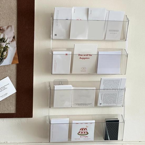 2/4Pcs Acrylic Brochure Pamphlet Holder Large Capacity Easy To Install Transparent Wall-Mounted Brochure Display Stand