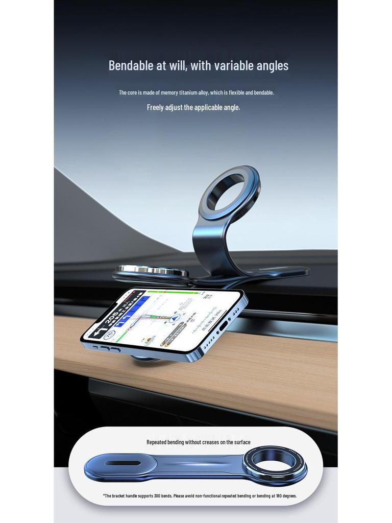Magnetic Rotatable Car Phone Holder - Foldable, Anti-Shake Suspension Screen Console Mount