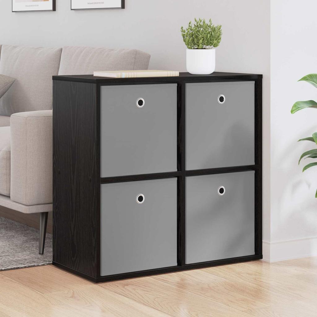 Sideboard with Drawers Black Oak Effect 68.5 x 32 x 67 cm