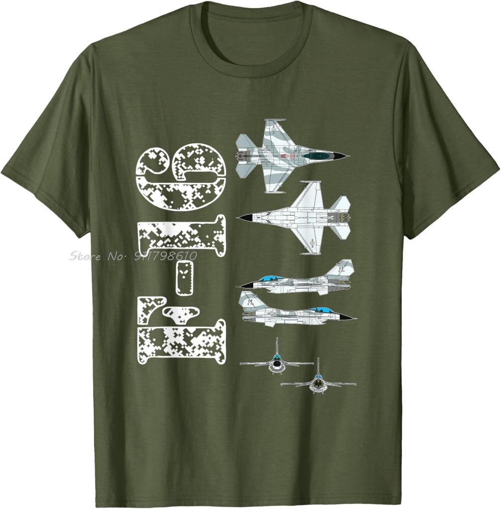 F16 Jet Aircraft Fighter Jet Blueprint Design Cotton Tshirt Casual Oversized T-shirt Summer Unisex Tops Tees Men's Clothing