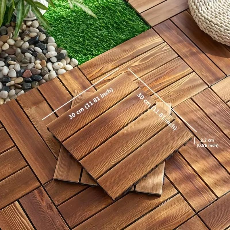 Costoffs Acacia Wood Interlocking Flooring Tiles Deck Tiles, Pack of 10/27, Water-Resistant & Non-Slip for Indoor/Outdoor