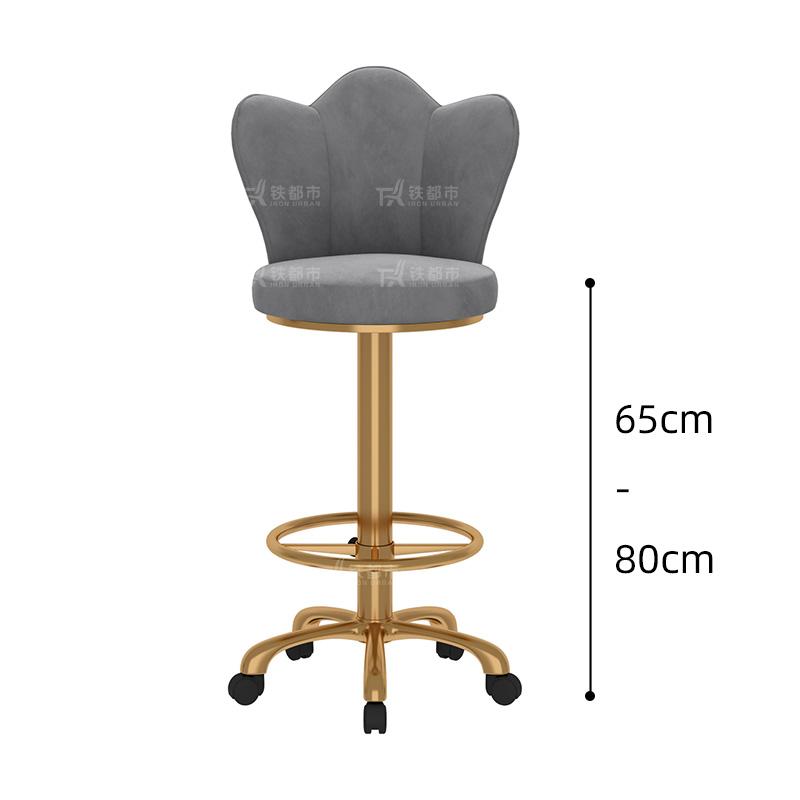 Adjustable Height Swivel Bar Stool with Backrest-Luxury Counter Stool for Reception Rolling High Footrest with PU Leather Seat