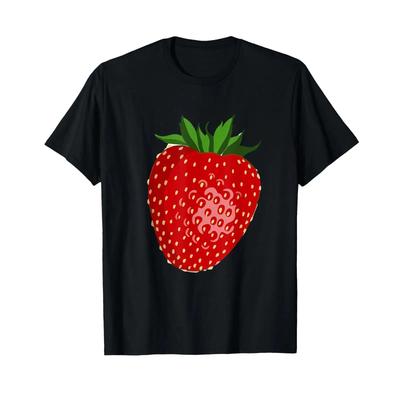 Strawberry Fruit Costume Fancy Dress Carnival T Shirt Vintage Casual Streetwear Homme Stretched Top For Everyday Wear