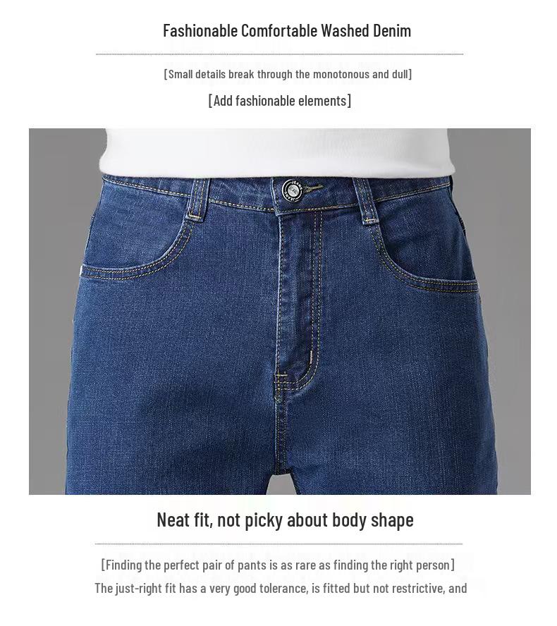 Woodpecker Men's Fleece-lined Straight Leg Stretch Jeans - Loose Fit, Plus Size, Warm Casual Pants for Autumn/Winter