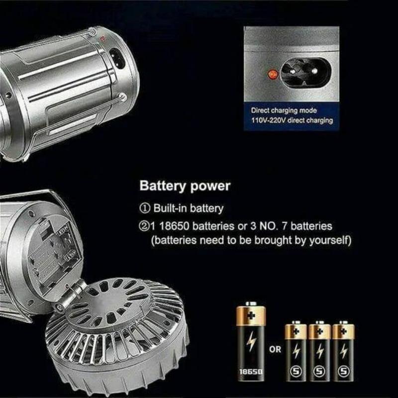 Solar Camping Lantern With Fan Portable Stretchable Electric Fan Emergency Light Outdoor Lighting Rechargeable LED Tent Light
