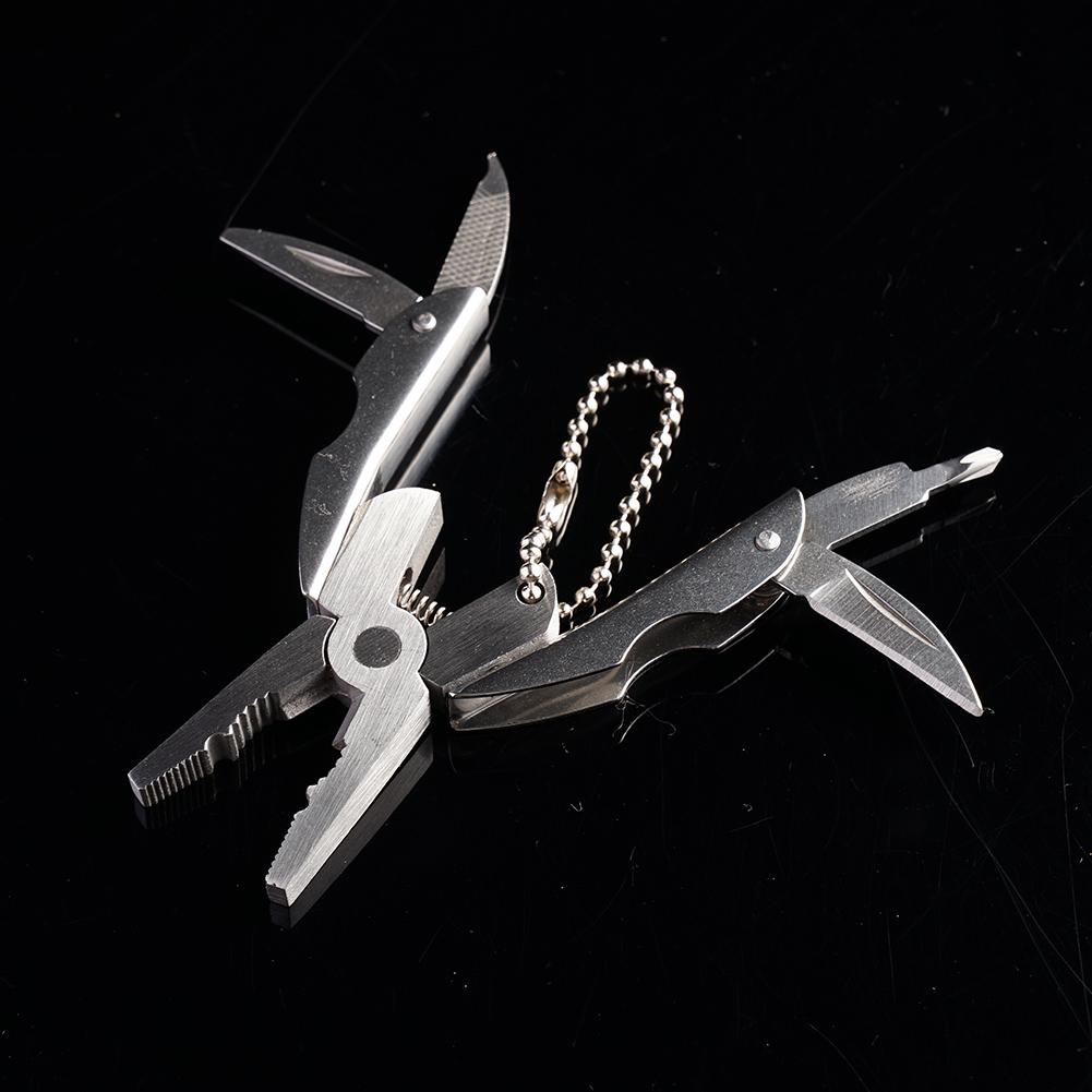 Outdoor Keychain Pliers Multifunction Folding Plier Mini Steel Folding Keychain Screwdriver Portable Camping Tools