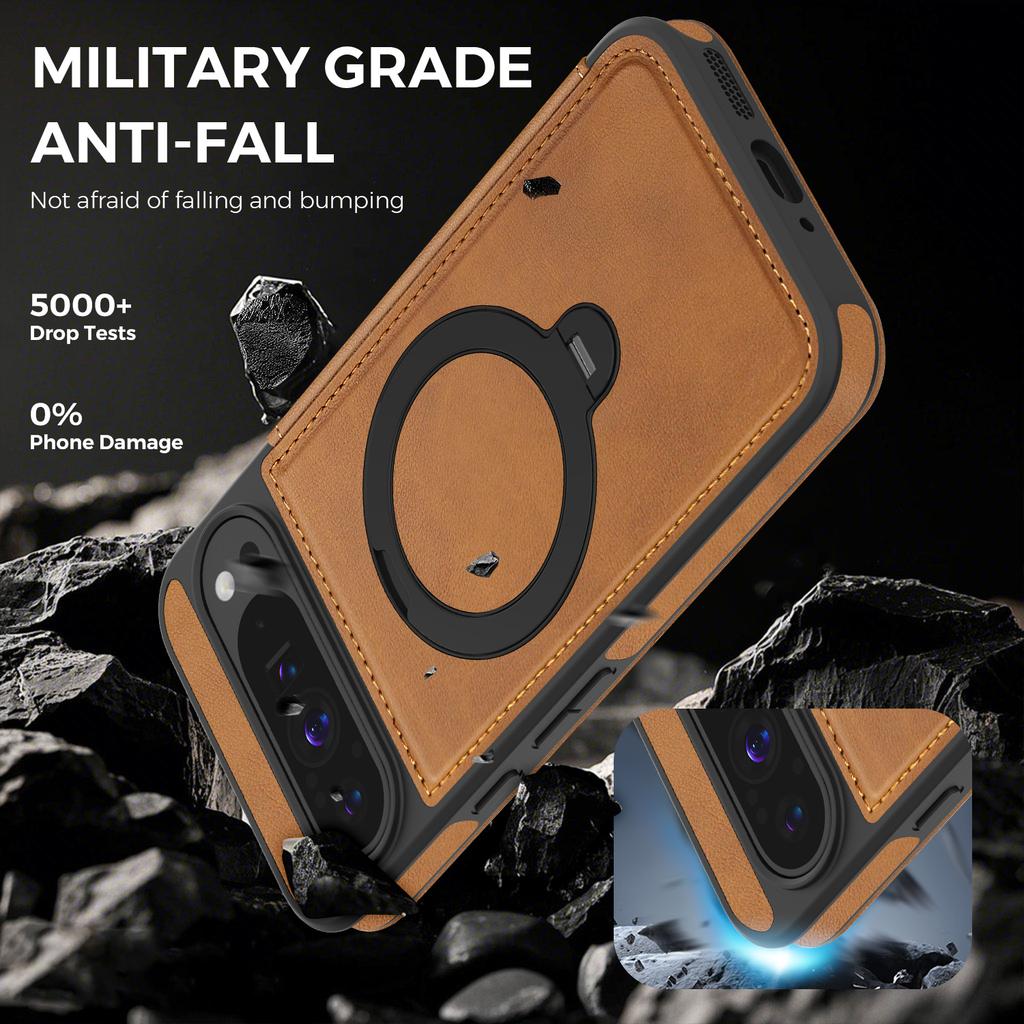 360 Rotating Ring Holder Magnetic Leather Wallet Phone Case For Google Pixel 10 Pro XL 9A 9 8 8A  Shockproof For Magsafe Cover