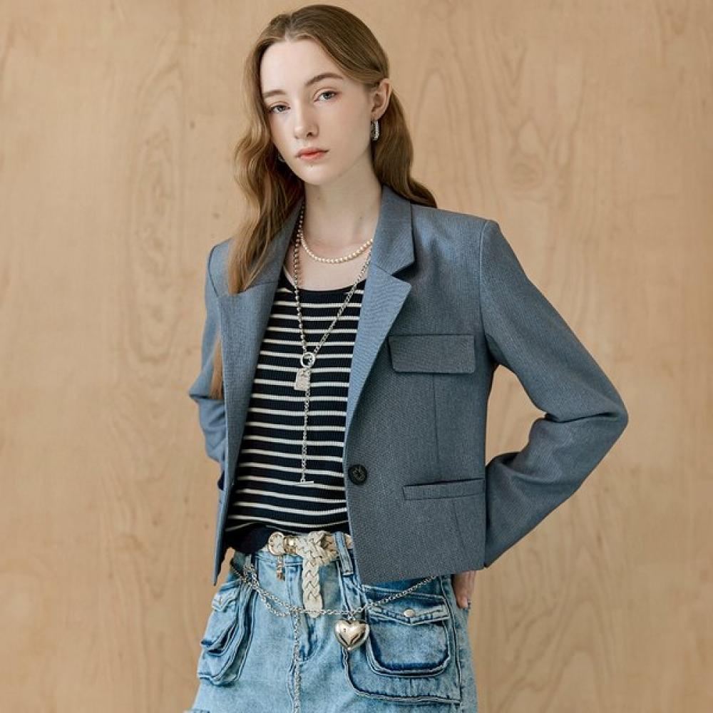 

Maxza Flap Pocket Two Tone Crop Jacket Zd04qj600on navy/FREE