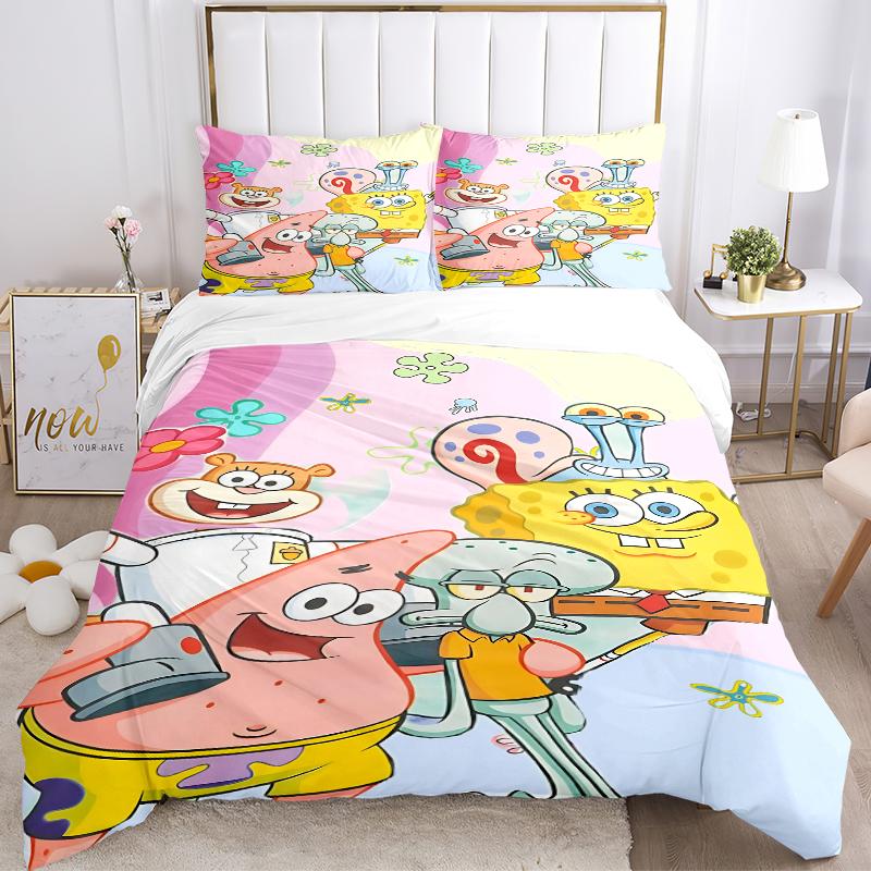 3Pcs Spongebob Friends Adventure Bedding Sets For All Sizes New 3D Printed Bed Cover Comforter Duvet Cover Pillowcase Bedroom Decoration