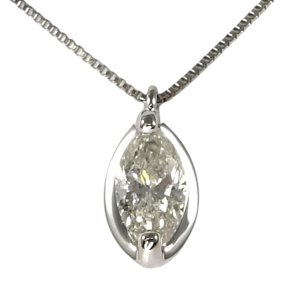 

Коробка для вас і діамантове намисто Platinum Rare Single Marquise Cut Up Necklace Лист сертифіката автентичності в комплекті [Jewelry Me] I-1/H/0.45ct ~ чистий