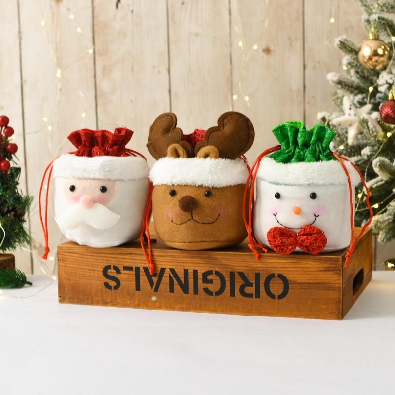 Portable Christmas Kids Candy Bags Pouch Santa Snowmen Xmas Bag Children Bag Drawstring Apple Bags Decorations Suitable for Gift