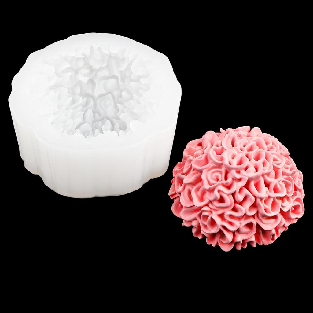 3D Rosenblütenkugel Kerzenform DIY Blütenkugel Epoxidharz Gießform Silikonform Heimtischdekoration Weihnachten Tag der Toten Dekorationen