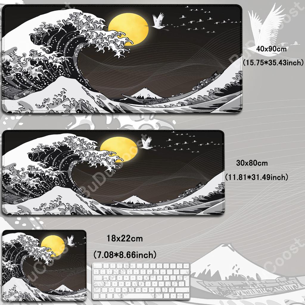 Japanese The Great Wave of Kanagawa Large Gaming Mousepad 800x300mm Gamer Keyboard Lock Edge Desk Mats Office Laptop Accessories