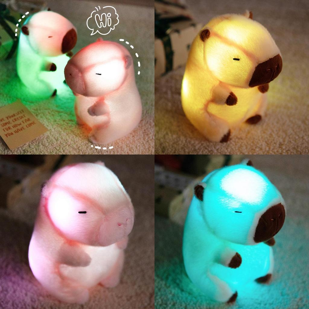 Capybara Plush Toy With Led Light Soft Animal Decor For Kids Gift