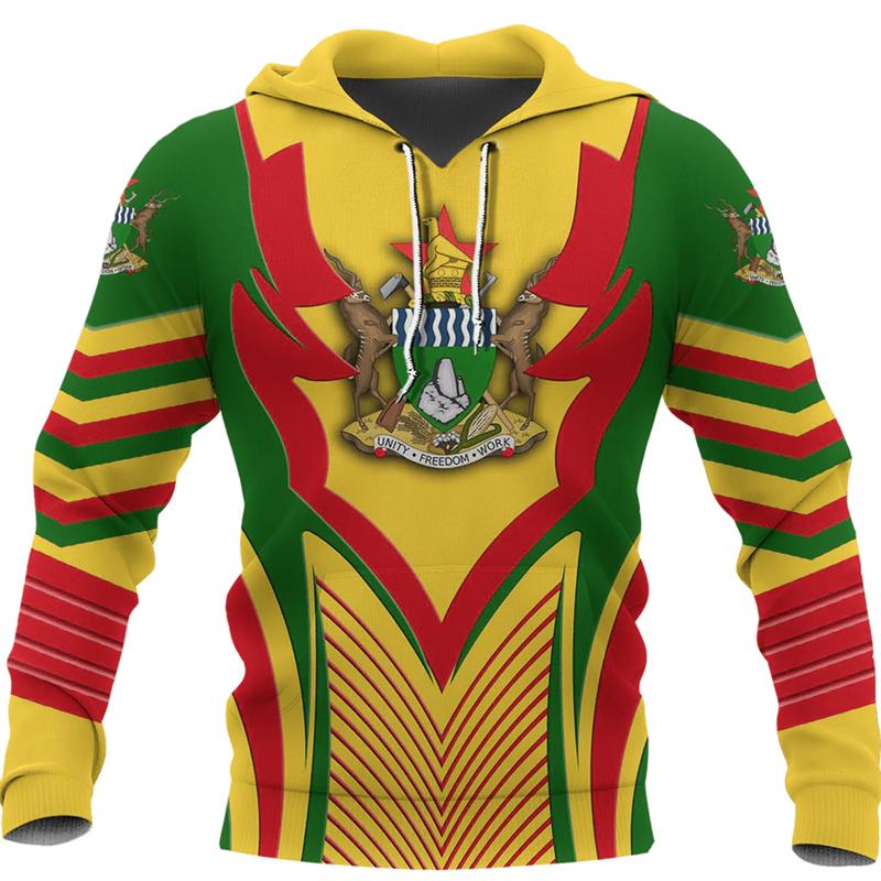 

Zimbabwe Flag Map Graphic Sweatshirts National Emblem Hoodie For Men Clothes Africa Boy Hoody Casual Male Tracksuit Jersey Tops 5XL