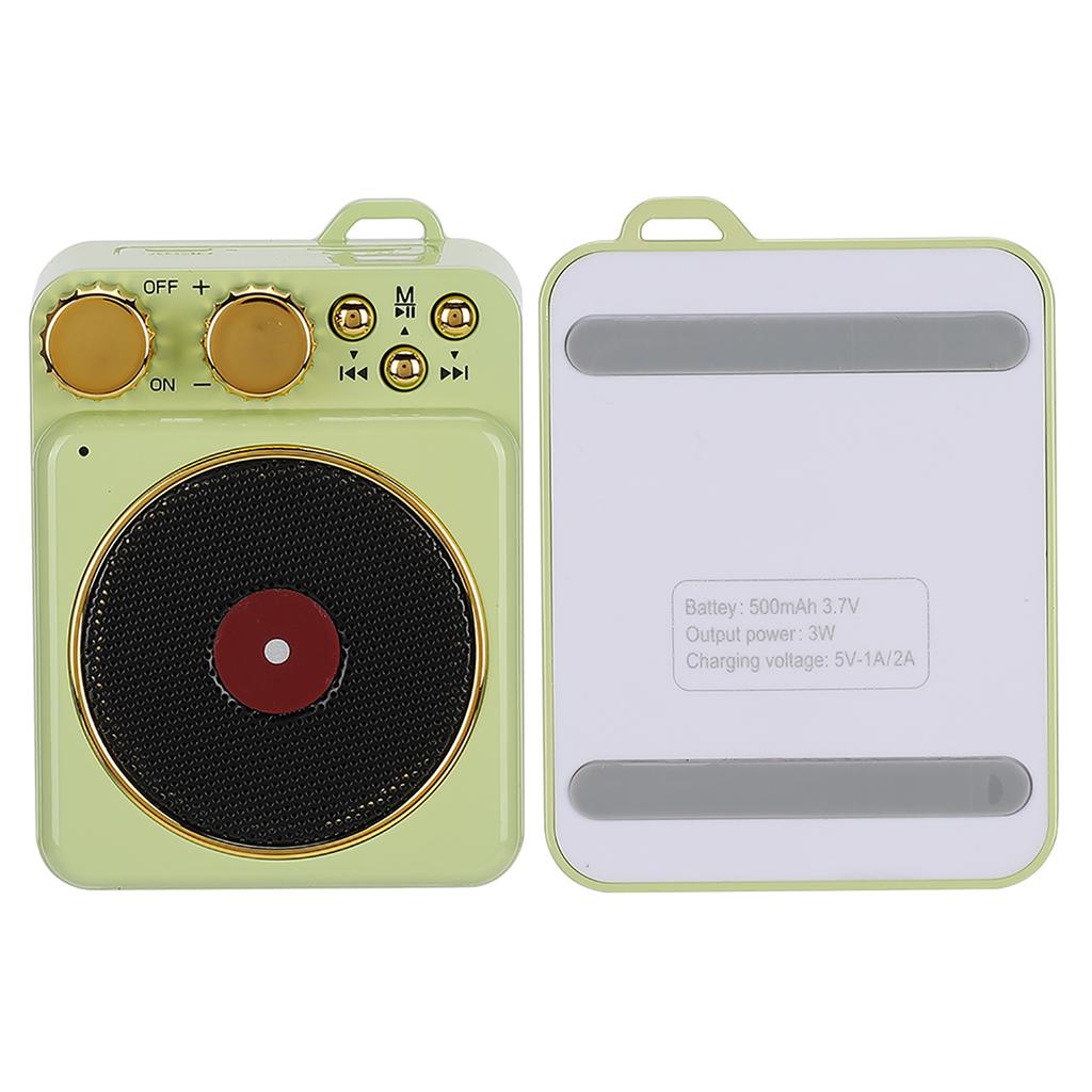 DC 3.7V Retro Bluetooth 5.0 Speaker with Smart O Voice Broadcast for MP3  TF CardGreen
