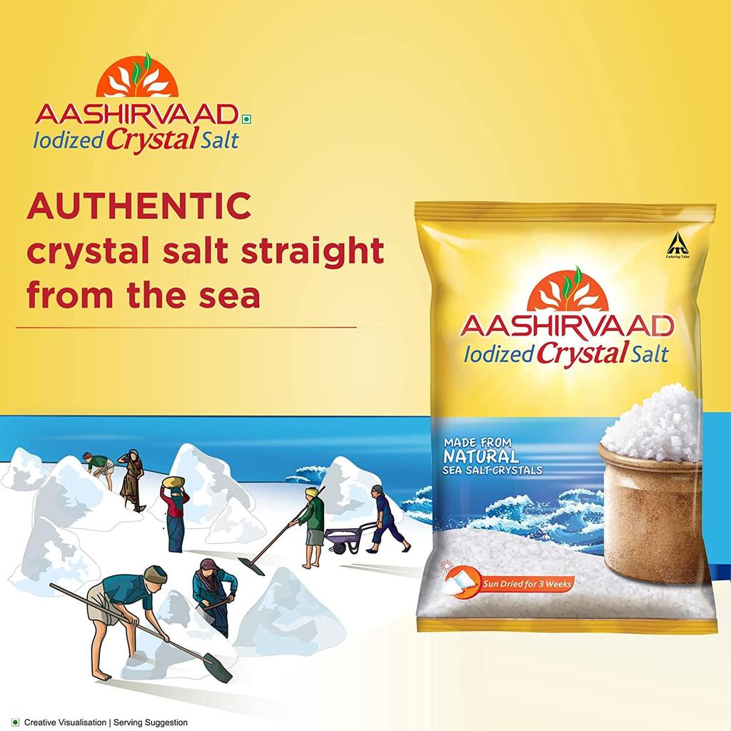 Aashirvaad Iodized Crystal Salt, 1 Kg, Natural