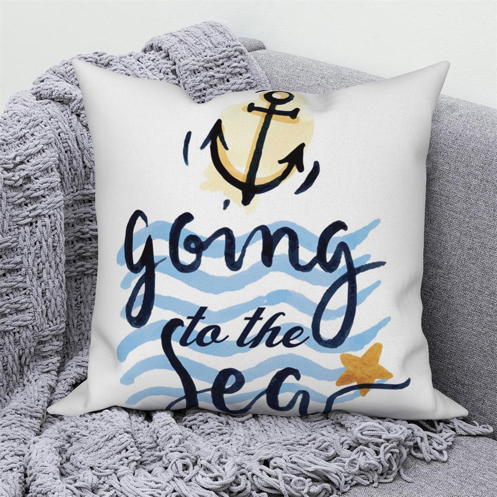 Home Sofa Office Cushion Pillowcase  Summer Vacation Alphabet Printed