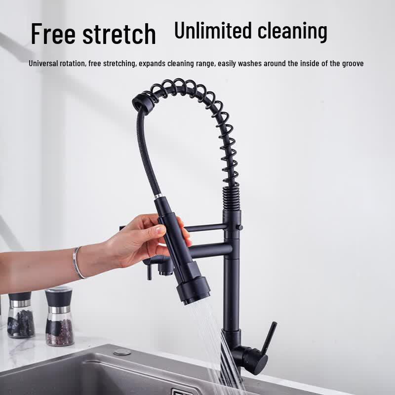 Handun Black Spring Pull-Out Kitchen Faucet
