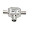 Male To Two Female Connector 3 Way Plug Adapters Coaxial Coupling Jack T Type Antenna Distributor